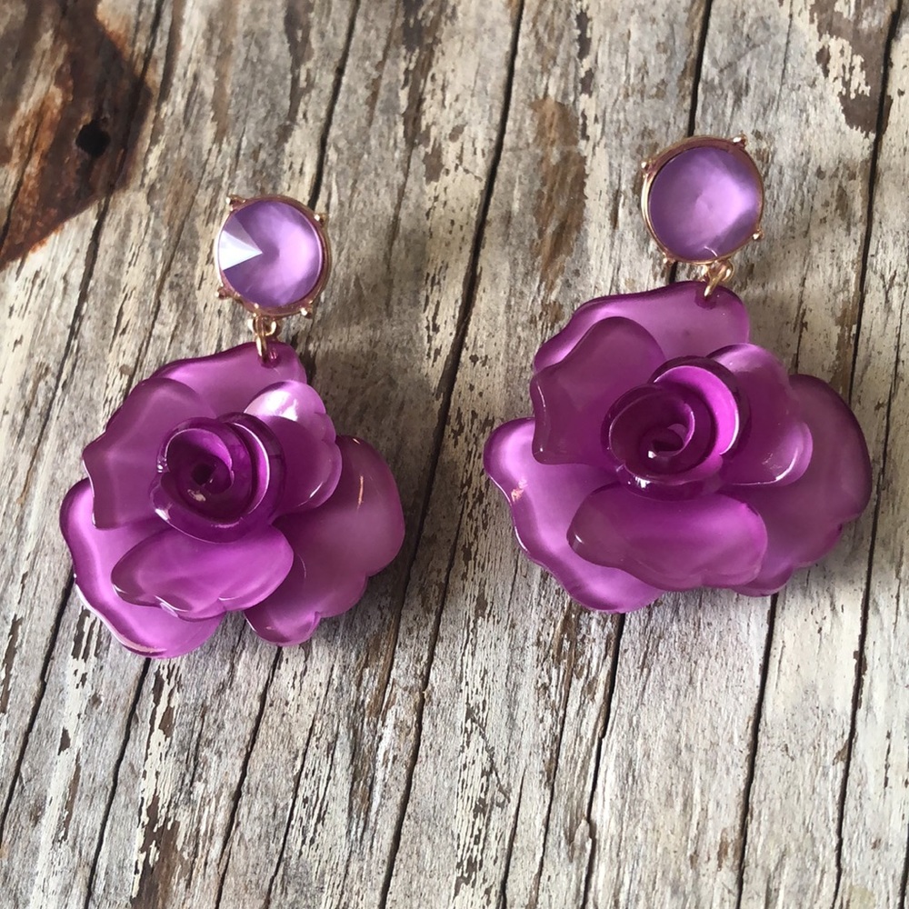 Purple Rose Ear Candy Drop Earrings!